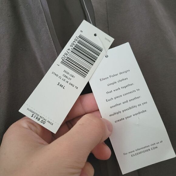 Eileen Fisher NWT Gray Dupioni Silk Jacket Small - Picture 6 of 14